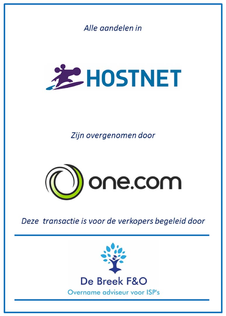 Hostnet verkocht aan one.com